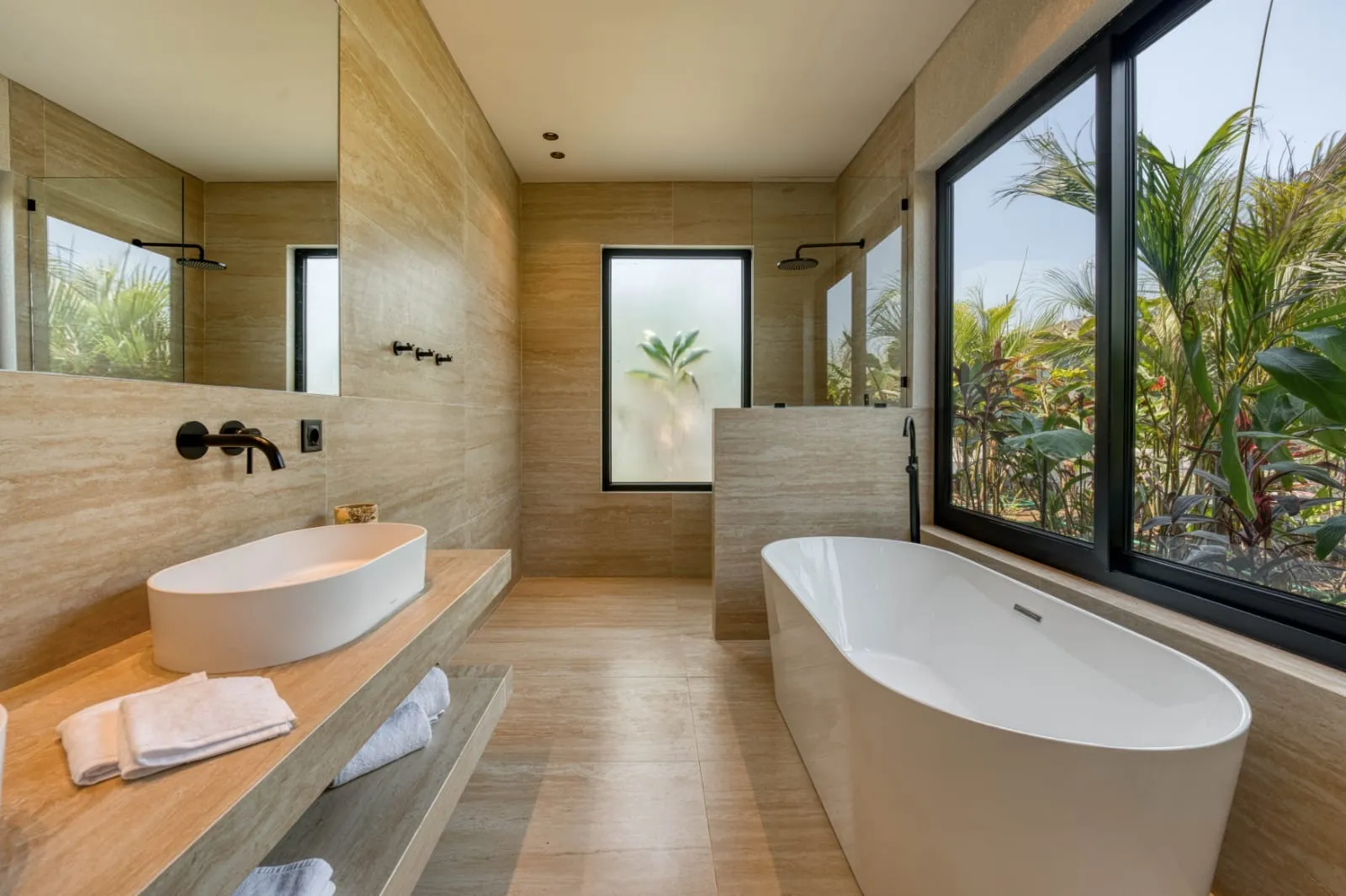 Bathroom with freestanding bath